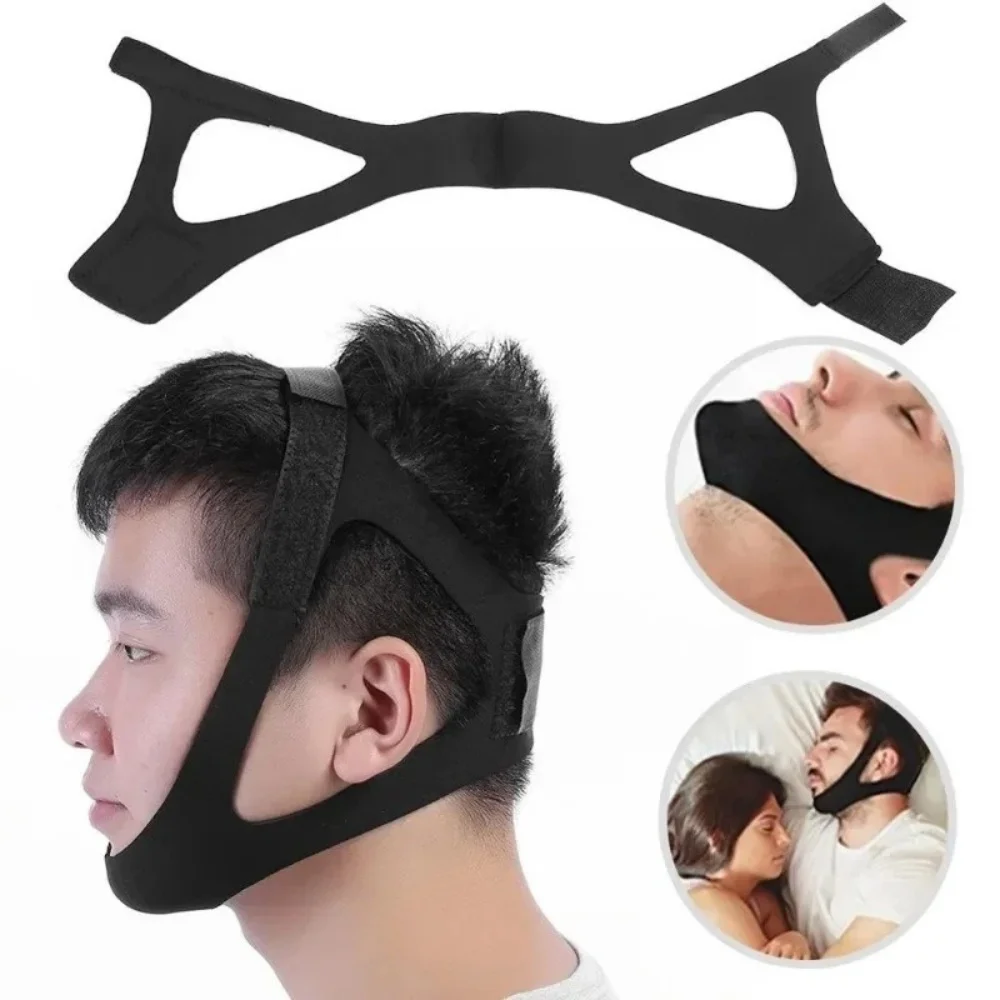 Anti Snore Chin Strap Adjustable - いびき防止用あごストラップ、調整可能な顎ベルト、睡眠サポート、いびき防止バンド、口呼吸矯正、睡眠時の休息用具