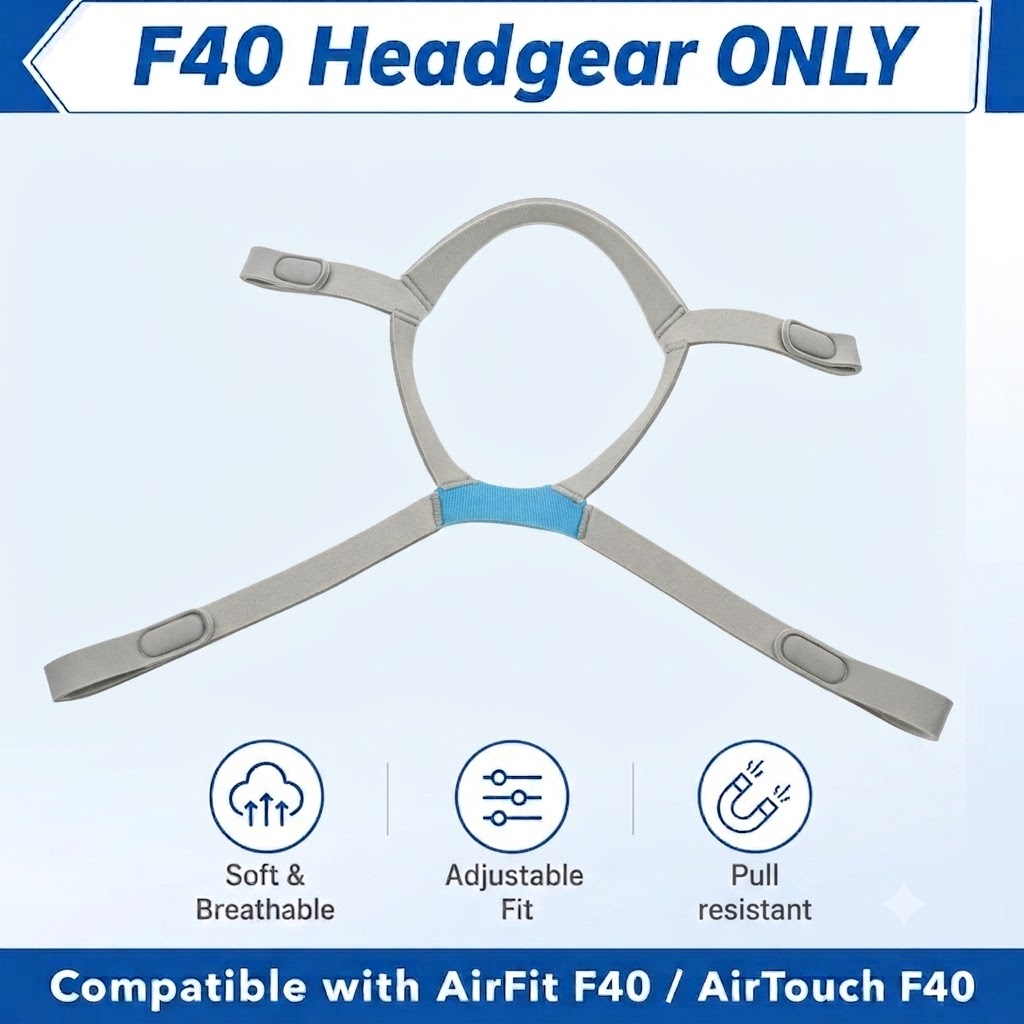 Anti Snore Chin Strap Adjustable - AirFit F40 CPAPマスク交換用ヘッドギアストラップに使用、安全で快適なための調節可能な伸縮性デザイン - マスクなしで使用可能