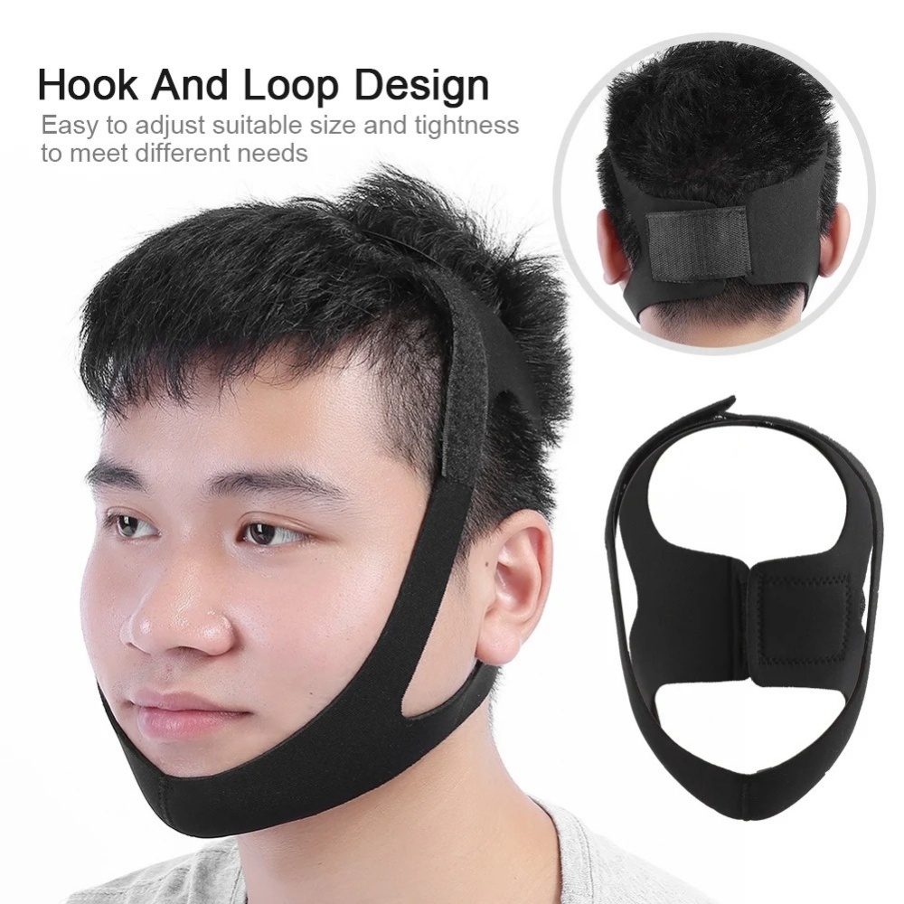 Anti Snore Chin Strap Adjustable - 通気性のある調節可能ないびき防止顎ストラップ、夜間睡眠用顎サポートベルト、いびき軽減睡眠保護ツール（男性女性用）
