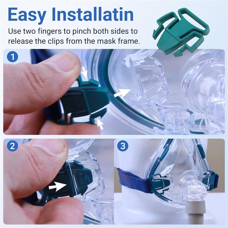 Cpap Mask Headgear Strap Clips - DT51 CPAP ヘッドギアクリップ交換用、Resmed Mirage Quattro フルフェイスマスク用、ストラップクイックリリース、C