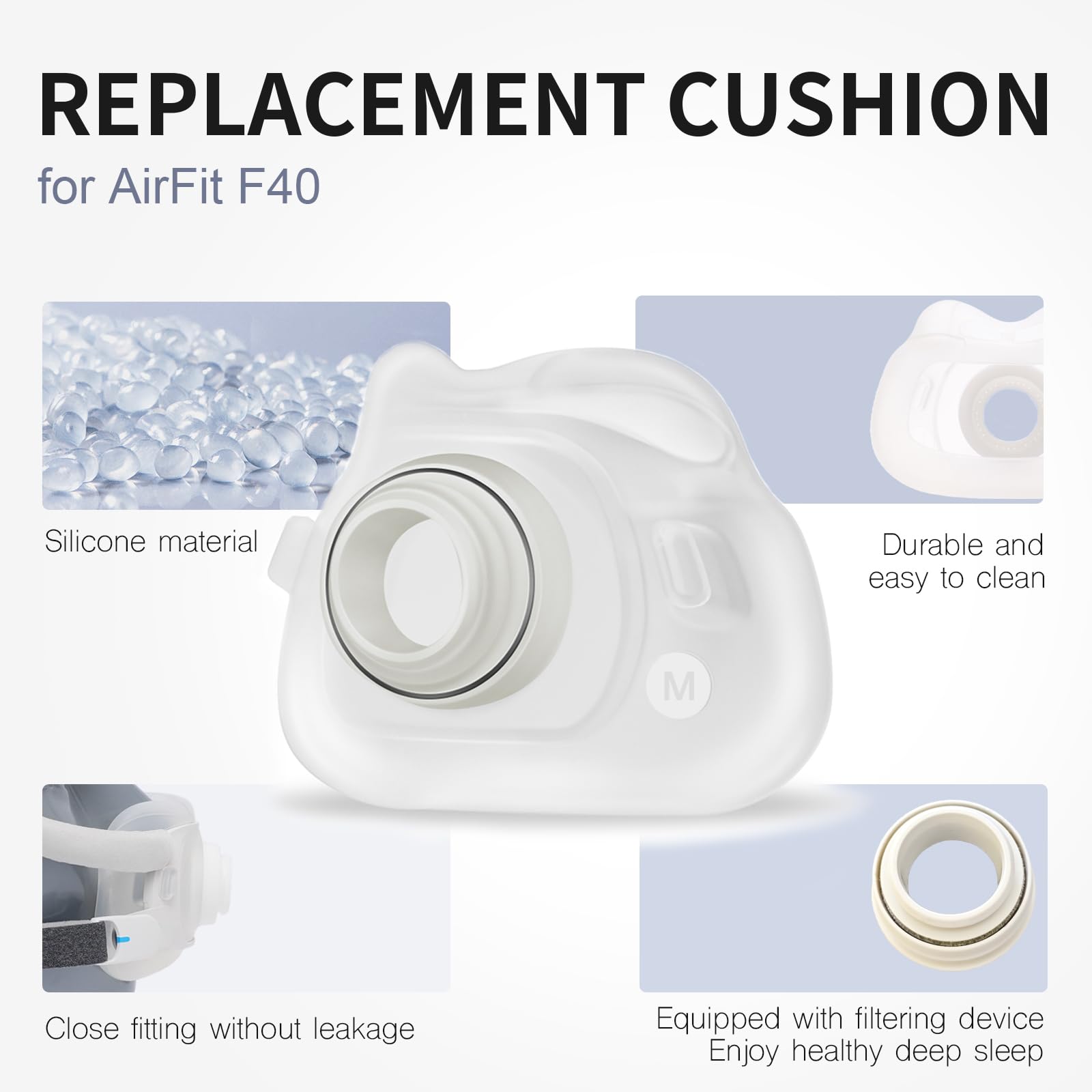 CPAPフルフェイスマスククッション交換用 F40スタイル  - Cpap Full Face Mask Silicone Cushion のレビューと価格