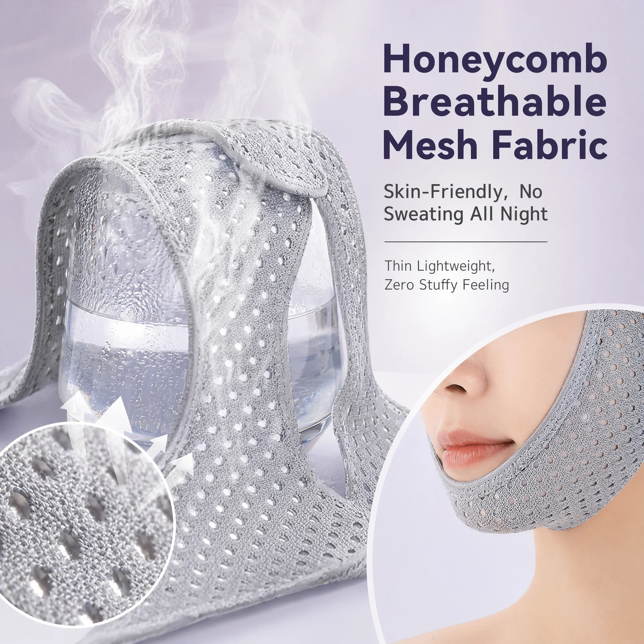 通気性のあるハニカムメッシュいびき防止ストラップ口呼吸矯正器 - Anti Snore Chin Strap Adjustable のレビューと価格