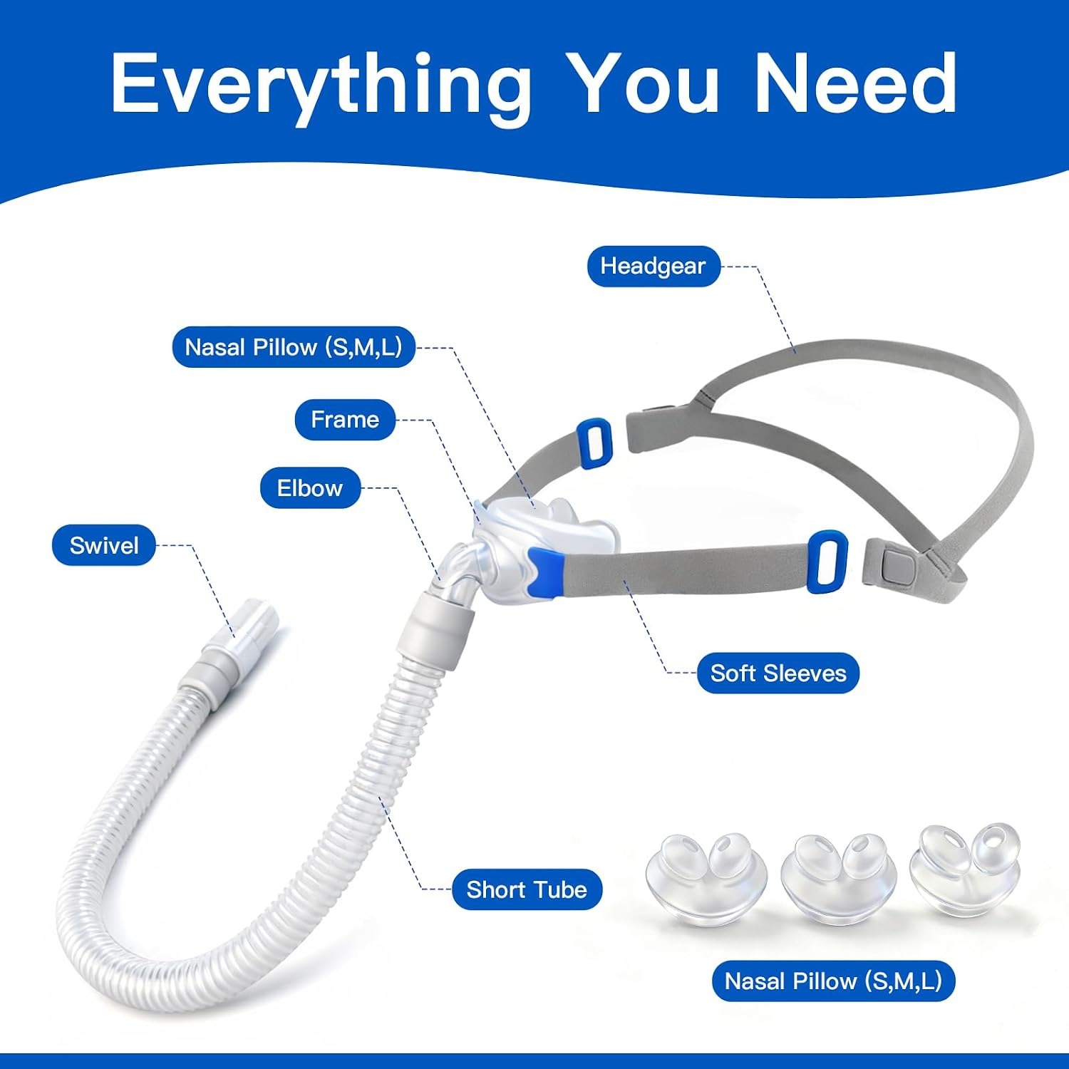 ユニバーサル鼻用ピロー式CPAPマスクフルセット。交換用キッ - Cpap Nasal Pillow Mask Headgear のレビューと価格