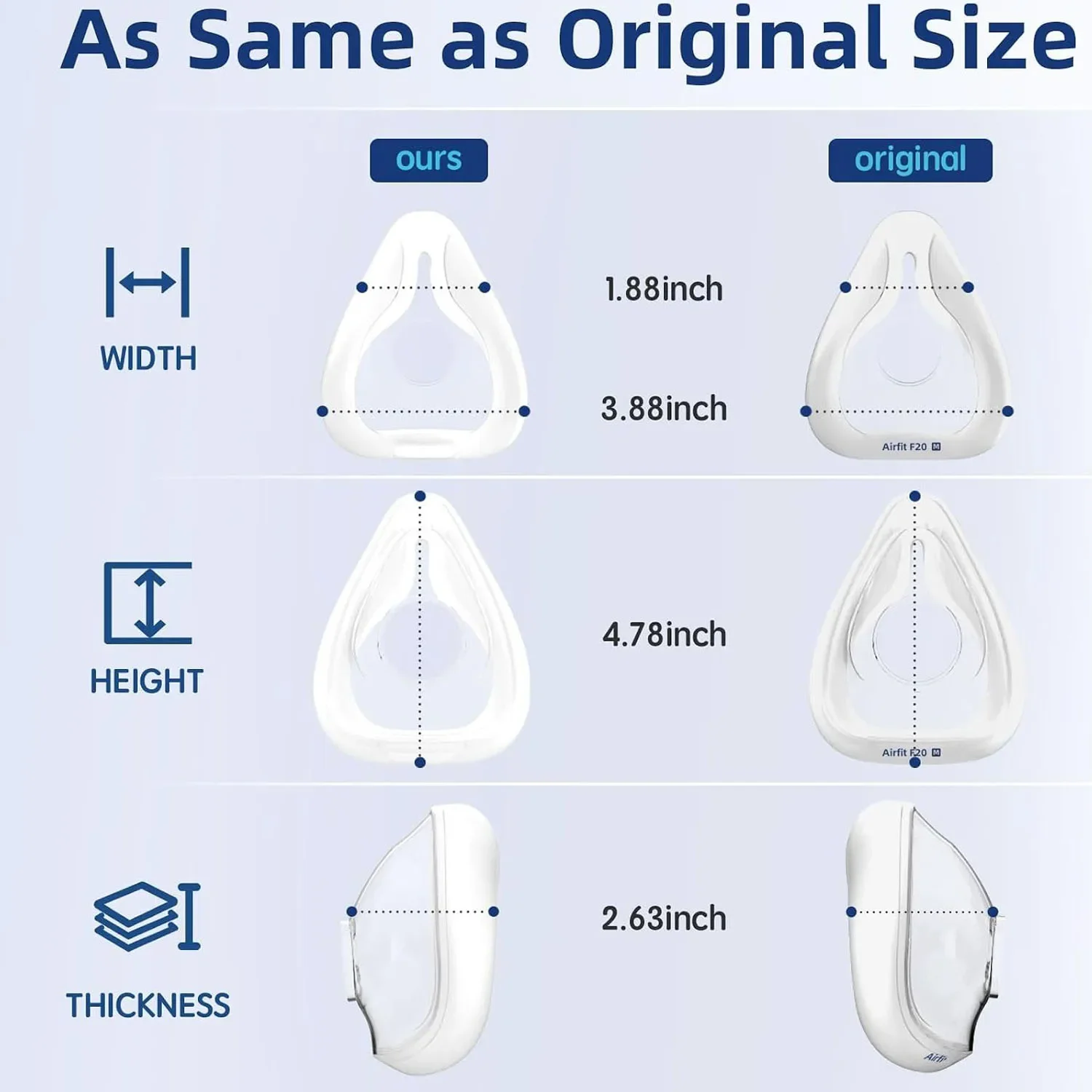 AirTouch F20 フルフェイスCPAPマスク用交換ク - Cpap Full Face Mask Silicone Cushion のレビューと価格