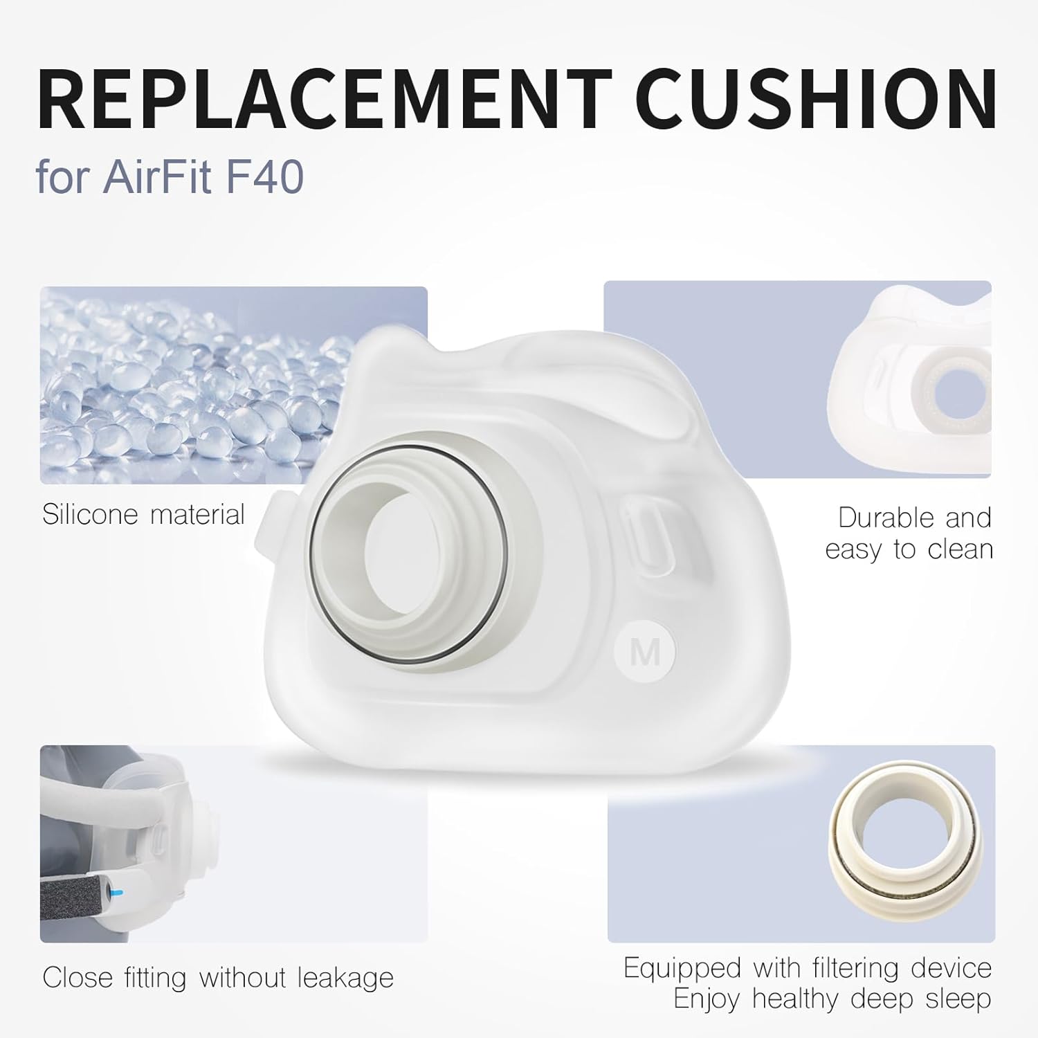 エアフィットF40スタイルフルフェイスマスクシリコンクッショ - Cpap Full Face Mask Silicone Cushion のレビューと価格